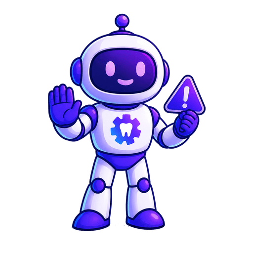 Robo, the MyDentalForce mascot, raising an early flag
