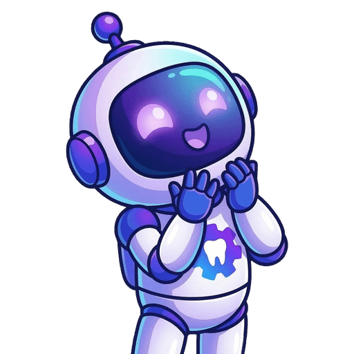 Robo, the MyDentalForce mascot, excited
