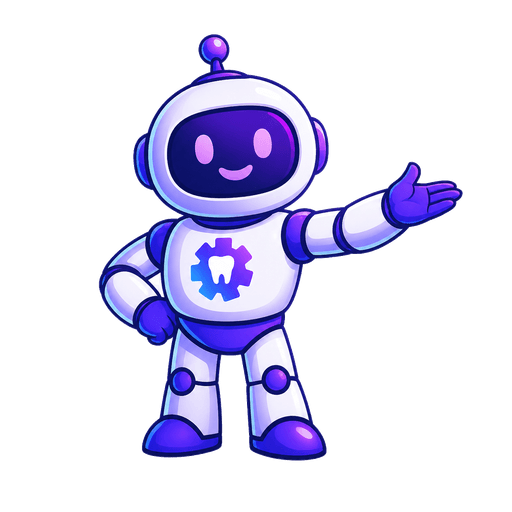 Robo, the MyDentalForce mascot, presenting