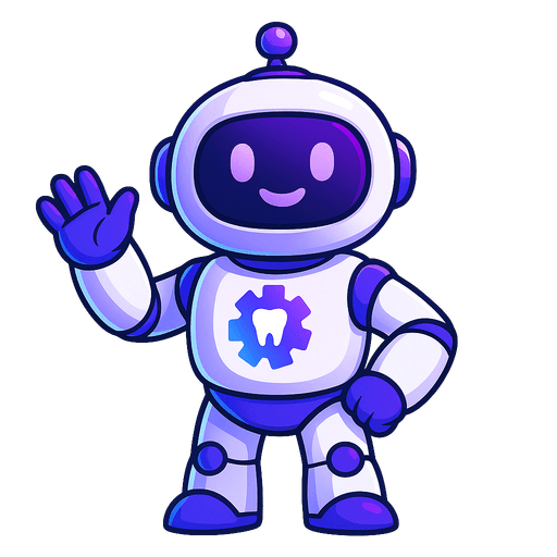 Robo, the MyDentalForce mascot, waving